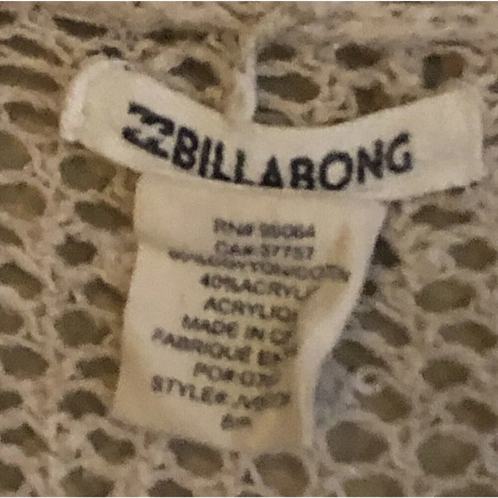 Billabong Crochet Duster Cardigan Womens Size S Cream Boho Festival Sweater